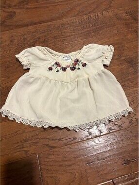 Forever Me Baby Girl's 2T Cream Cotton Embroidered Top